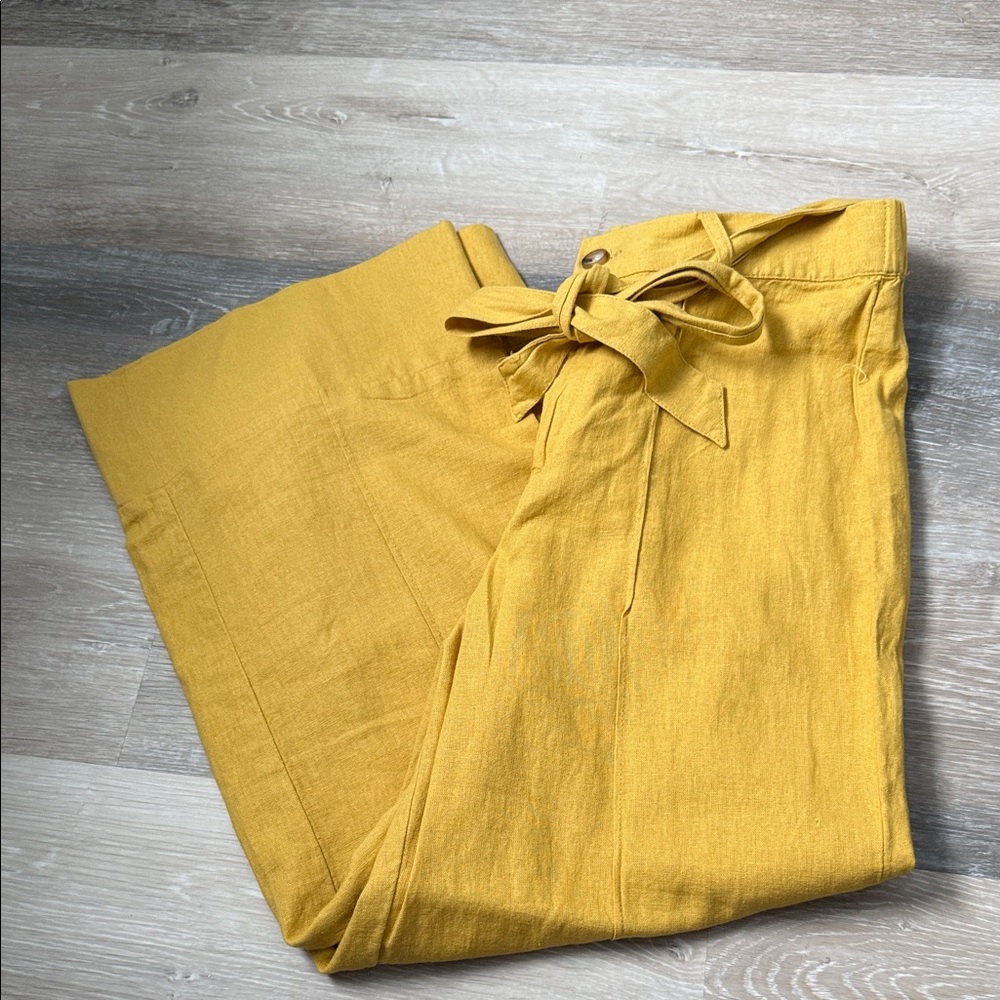 Mustard Yellow Tie-Waist Pants